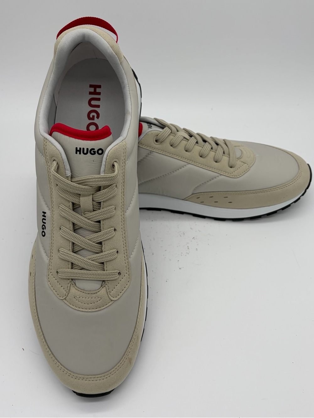HUGO Beige and Red Low-Top Sneakers